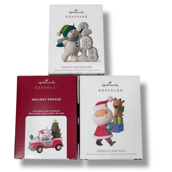 Hallmark Keepsake Holiday Parade Kringle & Kris Frosty Fun Decade Ornament Lot 3 - Picture 1 of 7